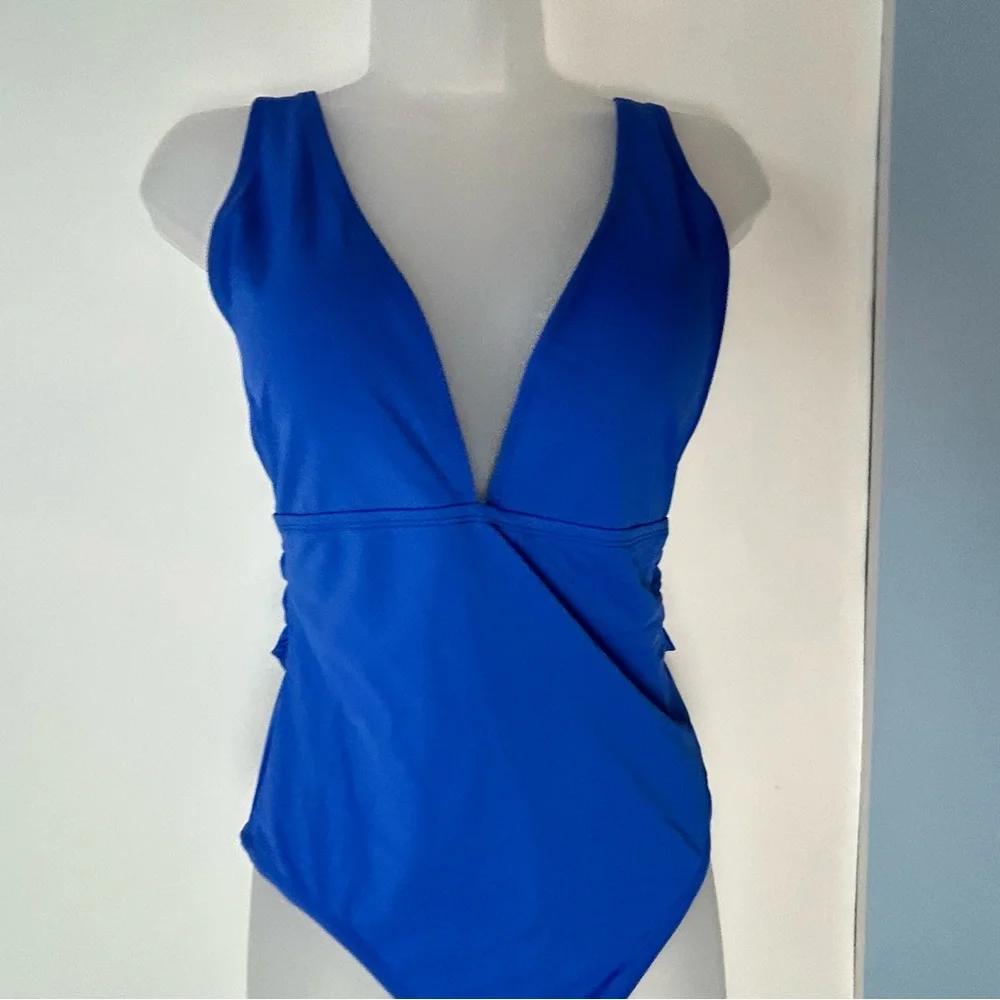 Pink Lily‎ Blue 1PC Swimsuit Large